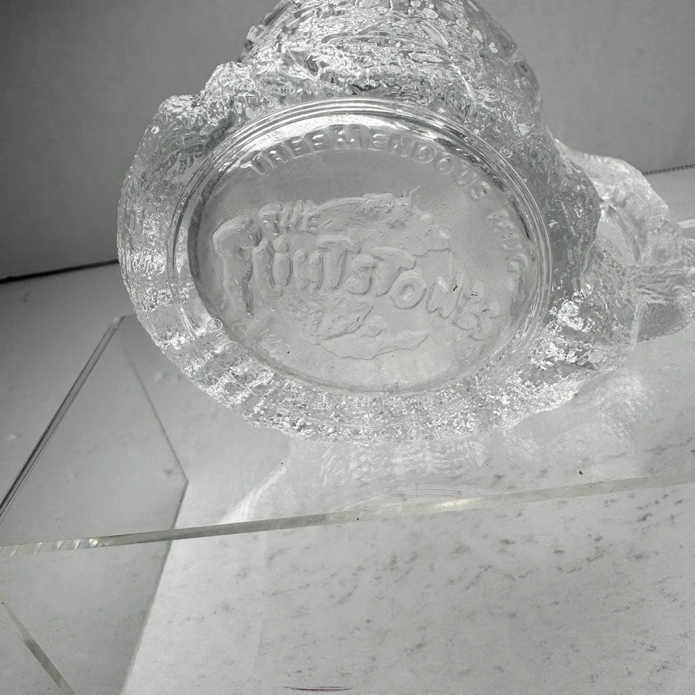 Vintage 1993 McDonald's The Flintstones Movie Tree-Mendous Clear Glass Mug